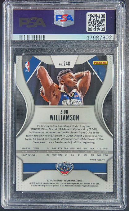 Zion Williamson 2019 Panini Prizm #248 Silver PSA 9 Mint