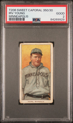 Irv Young 1909-11 T206 Sweet Caporal 350/30 Minneapolis PSA 2 Good