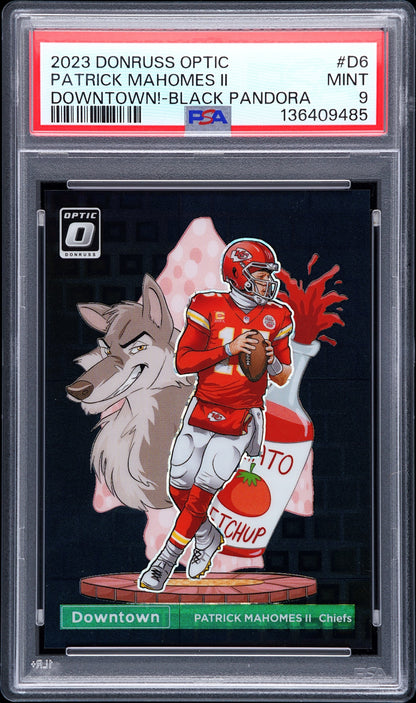 Patrick Mahomes 2023 Donruss Optic Downtown Black Pandora #20/25 PSA 9 Mint