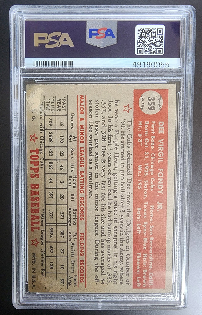 Dee Fondy 1952 Topps #359 PSA 2 – Three Stars Sportscards