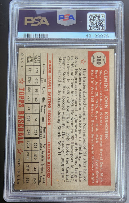 Clem Koshorek 1952 Topps #380 PSA 7