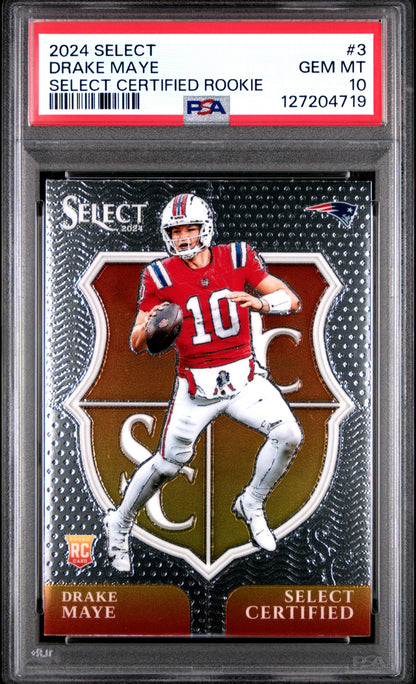 Drake Maye 2024 Panini Select Certified Rookie PSA 10 Gem Mint 4719