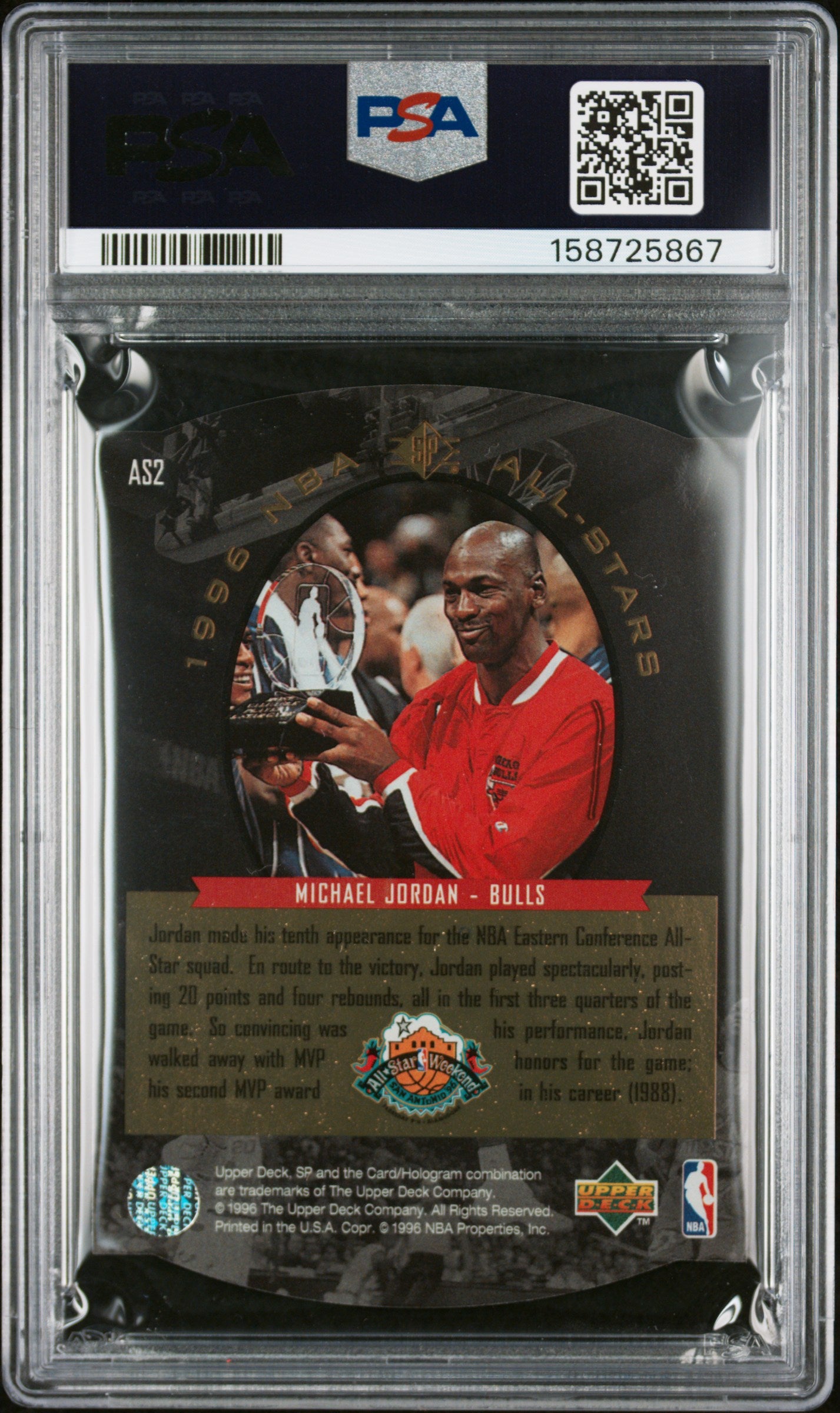 Michael Jordan 1996 Upper Deck SP All-Stars Gold PSA 8 Nm-Mint