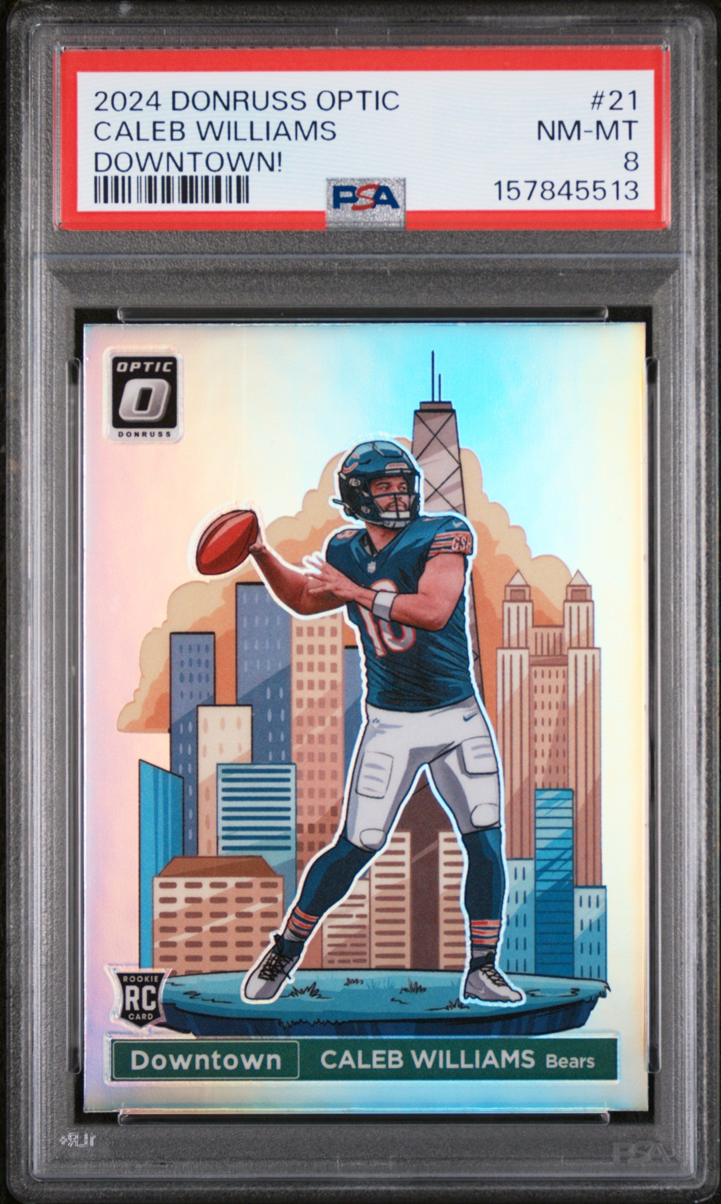 Caleb Williams 2024 Donruss Optic Downtown PSA 8 Nm-Mint