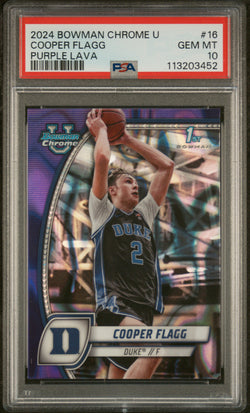 Cooper Flagg 2024 Bowman Chrome University Purple Lava PSA 10 Gem Mint