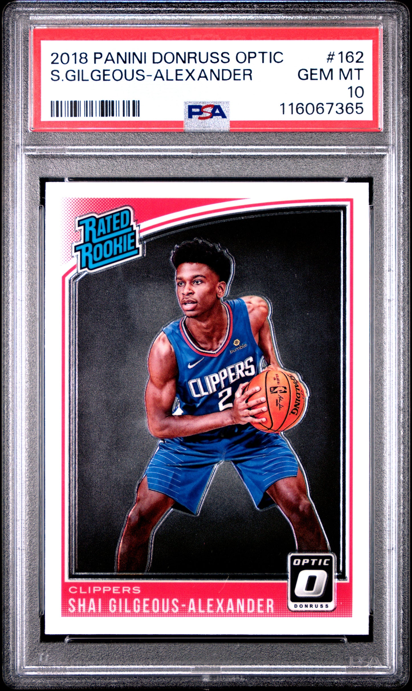 Shai Gilgeous-Alexander 2018 Donruss Optic Rookie #162 PSA 10 Gem Mint 7365