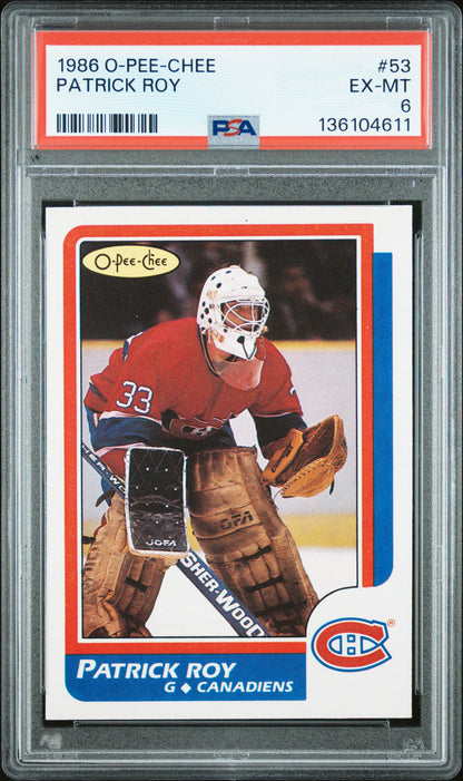 Patrick Roy 1986 O-Pee-Chee Rookie #53 PSA 6 Ex-Mint 4611