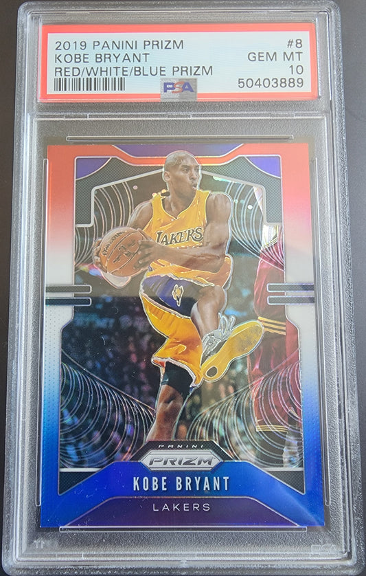 Kobe Bryant 2019 Panini Prizm #8 Red/White/Blue PSA 10 Gem Mint