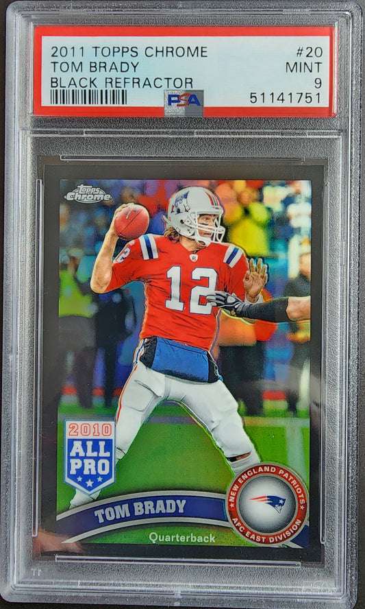 Tom Brady 2011 Topps Chrome #20 Black Refractor #58/299 PSA 9 Mint
