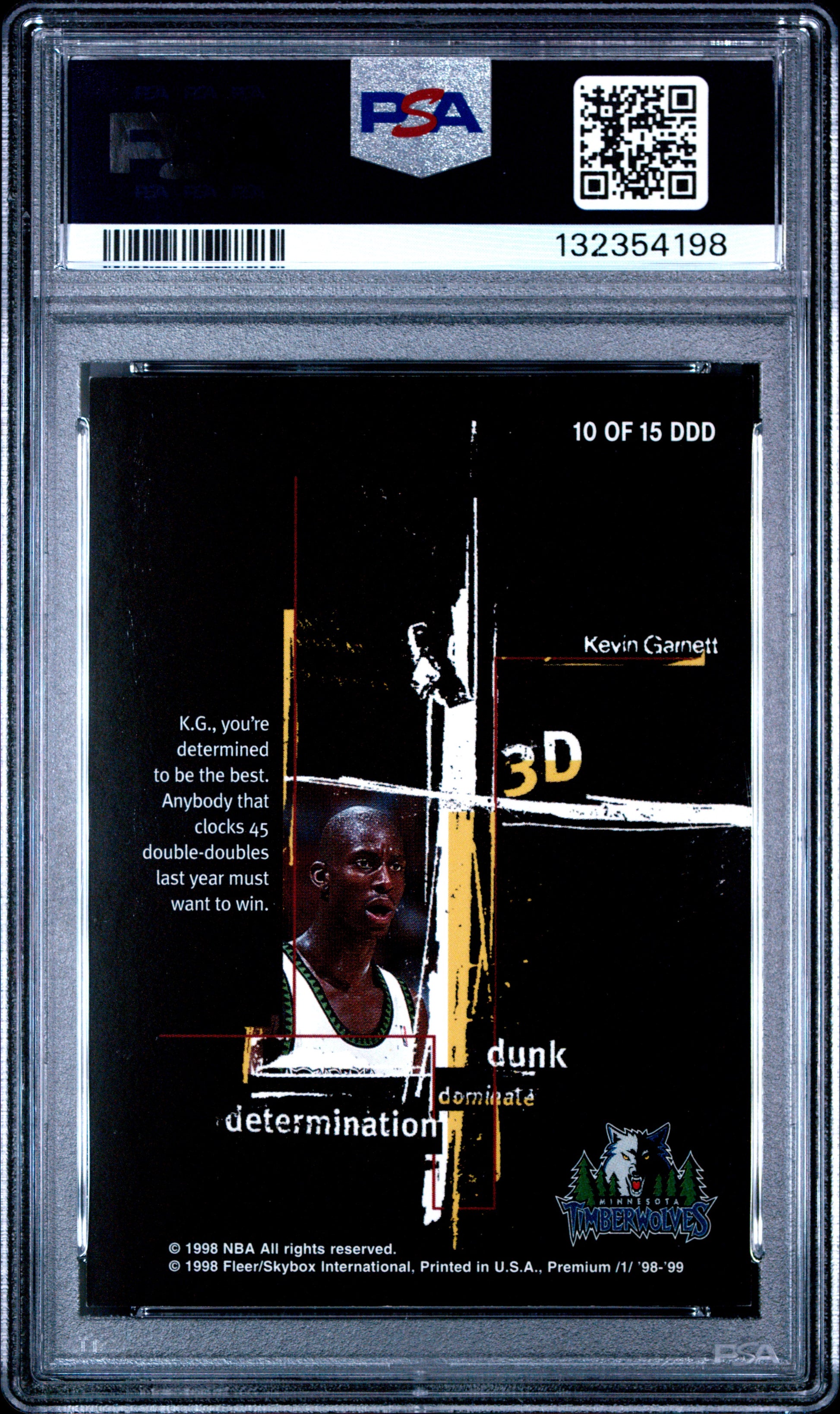 Kevin Garnett 1998 Skybox Premium 3Ds PSA 8 Nm-Mint
