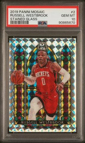 Russell Westbrook 2019 Panini Mosaic Stained Glass PSA 10