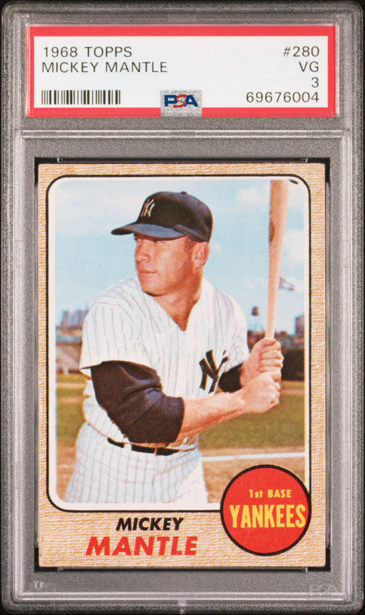 Mickey Mantle 1968 Topps #280 PSA 3 VG 6004
