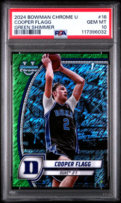 Cooper Flagg 2024 Bowman Chrome U #18 Green Shimmer PSA 10 Gem Mint 6032