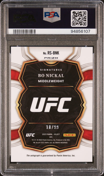 Bo Nickal 2023 Panini Select UFC Rookie Signature Red Auto #18/99 PSA 10 Auto 10