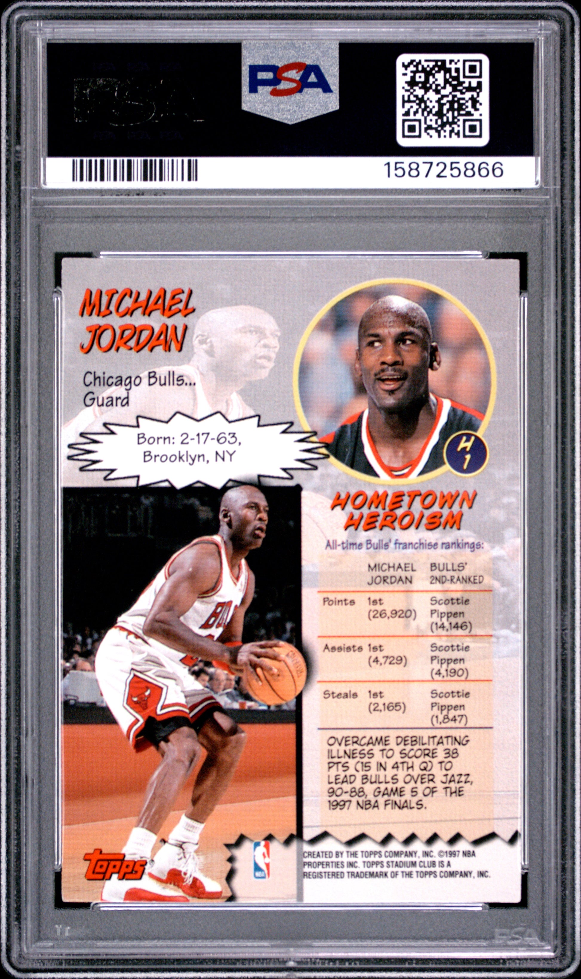 Michael Jordan 1997 Stadium Club Hardcourt Heroics PSA 8 Nm-Mint