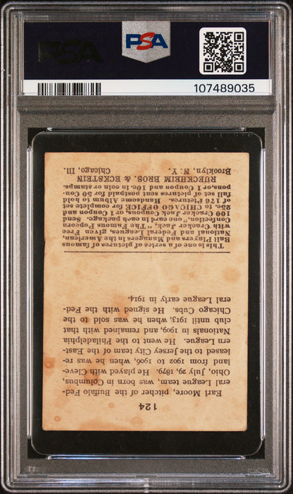 Earle Earl Moore 1915 Cracker Jack #124 PSA 1 Poor