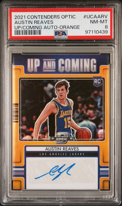 Austin Reaves 2021 Contenders Optic Up and Coming Orange Auto #13/25 PSA 8 Nm-Mint