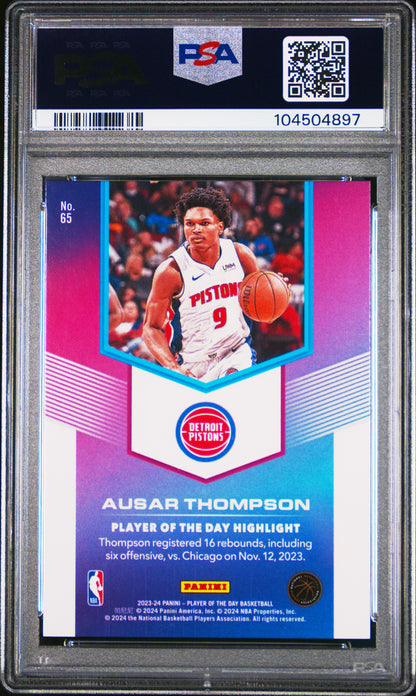 Ausar Thompson 2023 Panini NBA Player of the Day Gold Rookie #4/10 PSA 10 Gem Mint