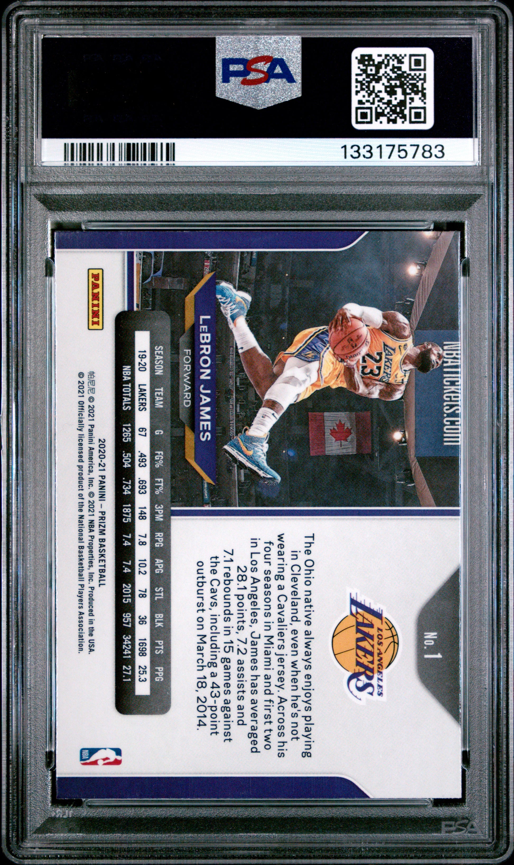Lebron James 2020 Panini Prizm #1 PSA 10 Gem Mint 5783