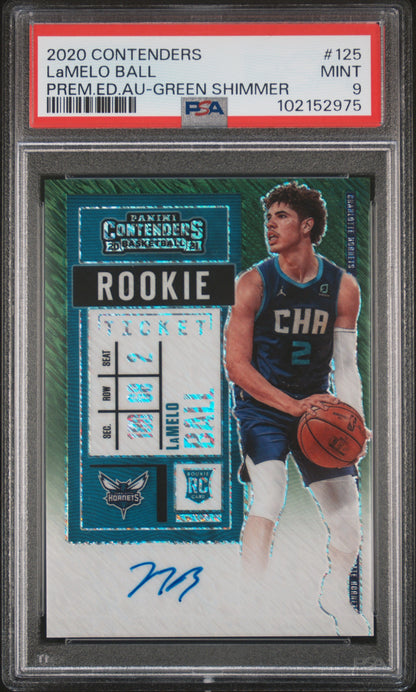 LaMelo Ball 2020 Panini Contenders Premium Green Shimmer Auto PSA 9 Mint