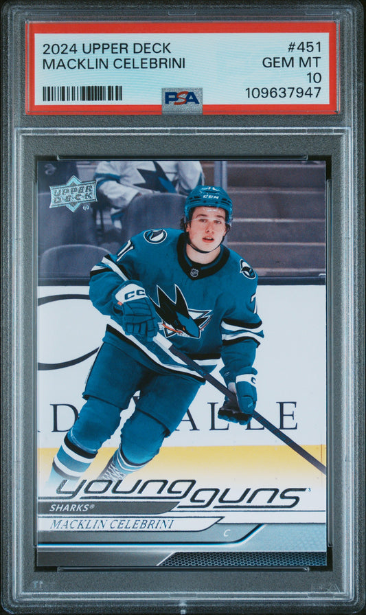 Macklin Celebrini 2024 Upper Deck Rookie #451 PSA 10 Gem Mint
