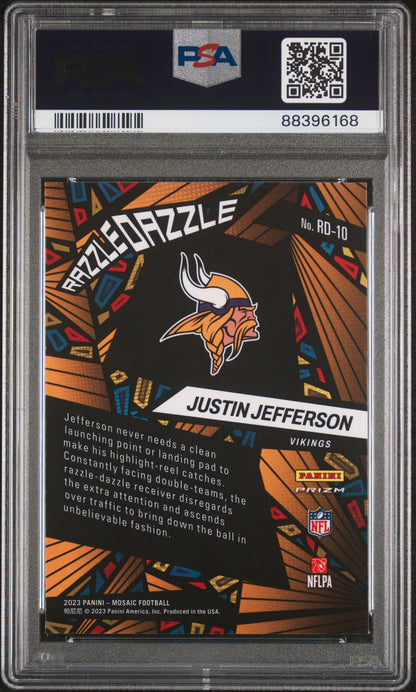 Justin Jefferson 2023 Panini Mosaic Razzle Dazzle #RD10 PSA 10 Gem Mint