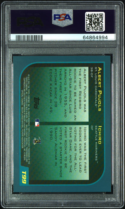 Albert Pujols/Ichiro Suzuki 2001 Topps Traded Rookie #T99 PSA 8.5 Nm-Mint+