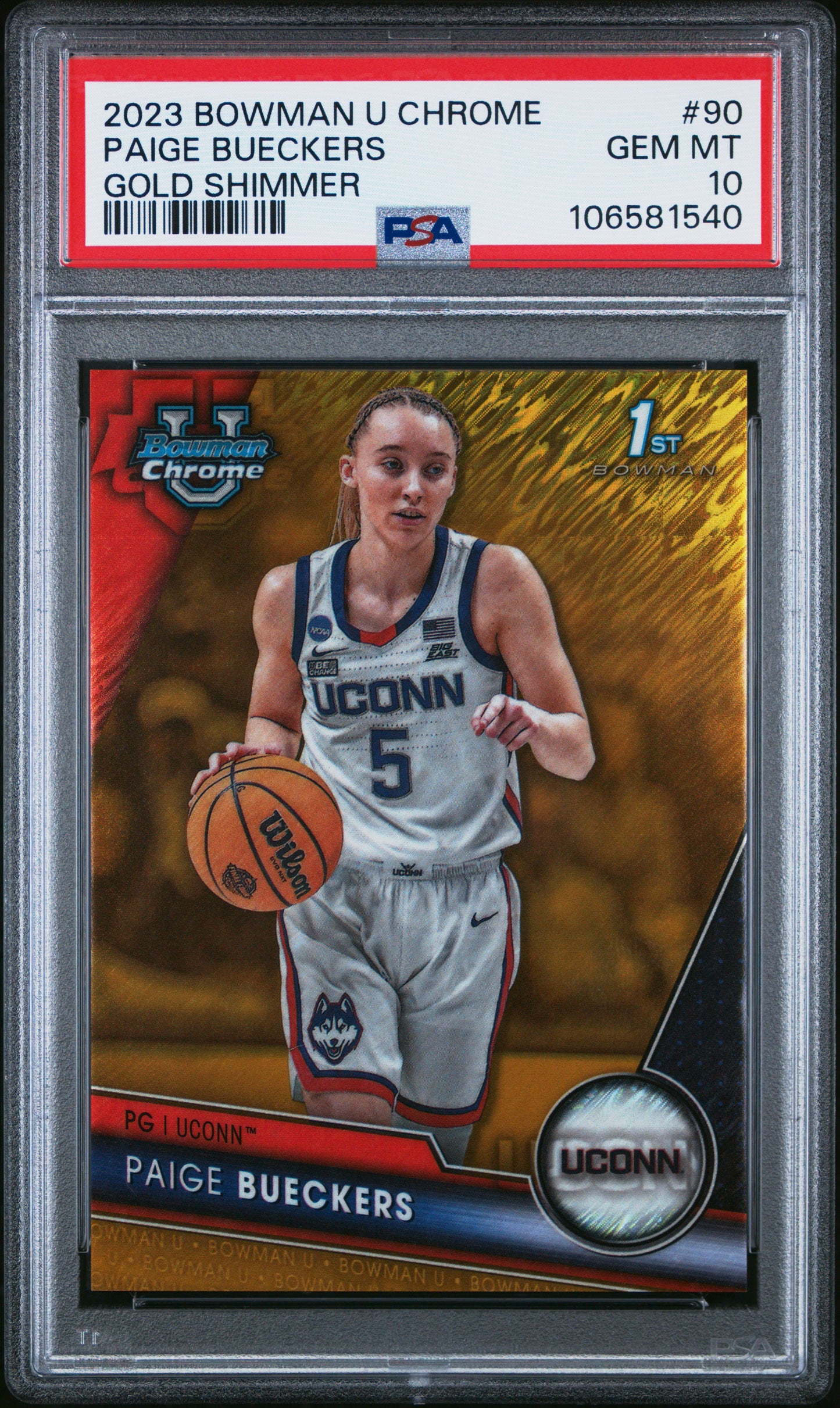 Paige Bueckers 2023 Bowman U Chrome Gold Shimmer #37/50 PSA 10 Gem Mint