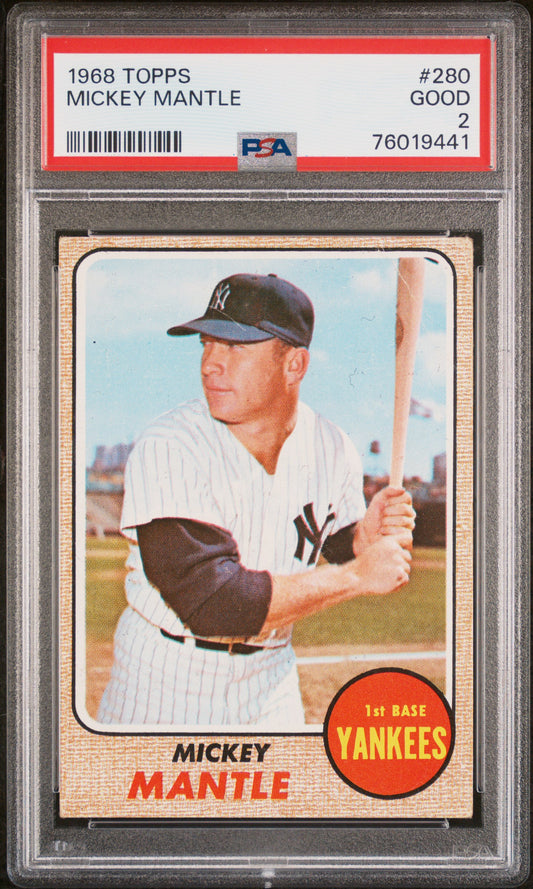 Mickey Mantle 1968 Topps #280 PSA 2 Good 9441