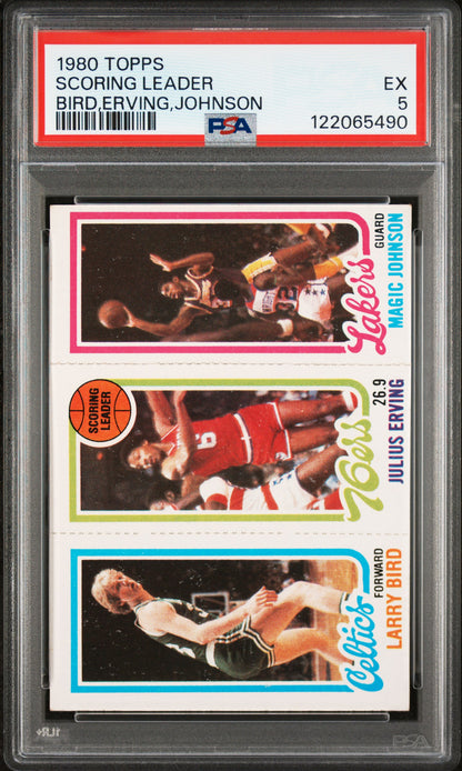 Magic Johnson + Larry Bird 1980 Topps Basketball Rookie PSA 5 Ex 5490