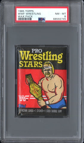1985 Topps WWF Wrestling Unopened Pack PSA 8 Nm-Mint 2745