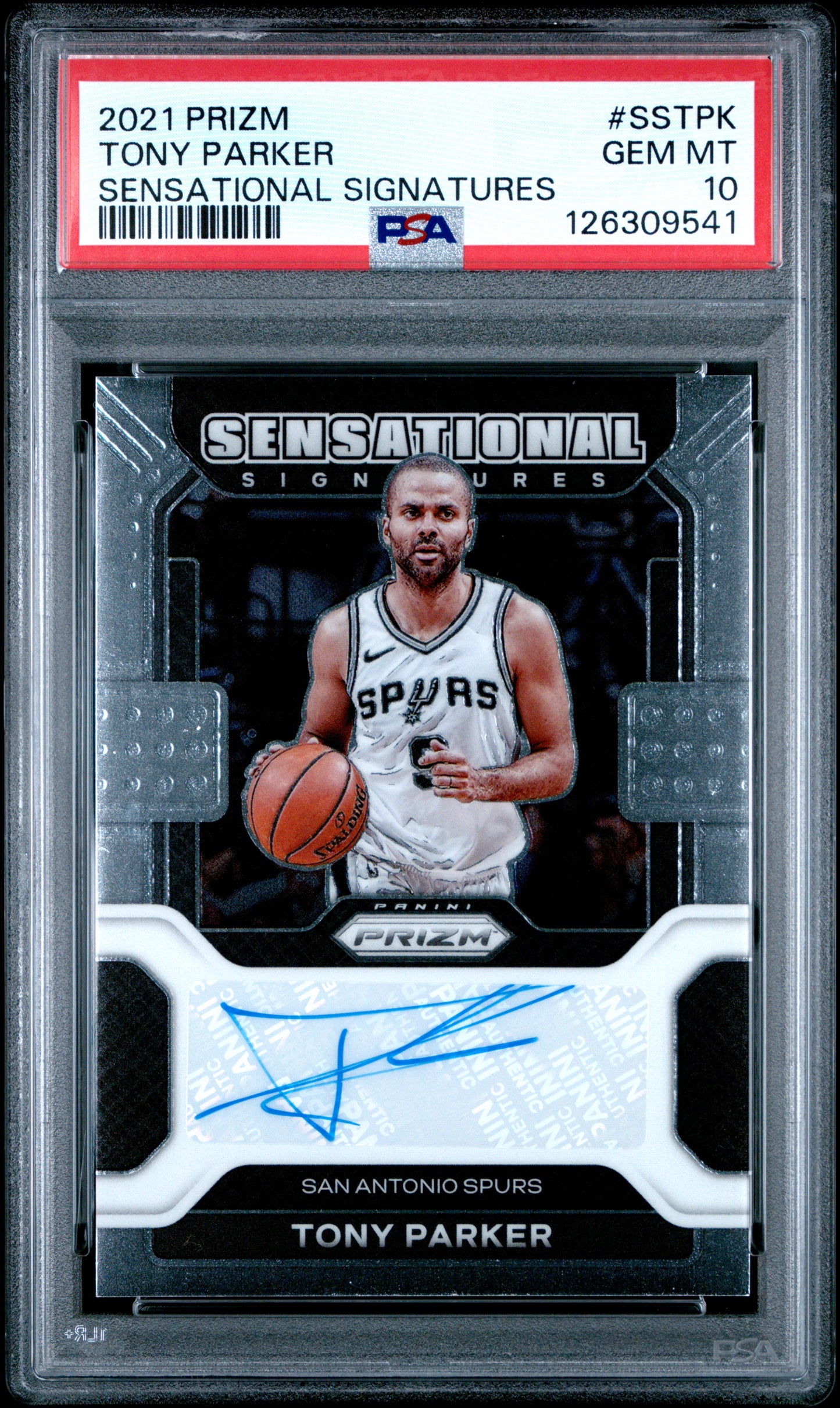 Tony Parker 2021 Panini Prizm Sensational Signatures PSA 10 Gem Mint