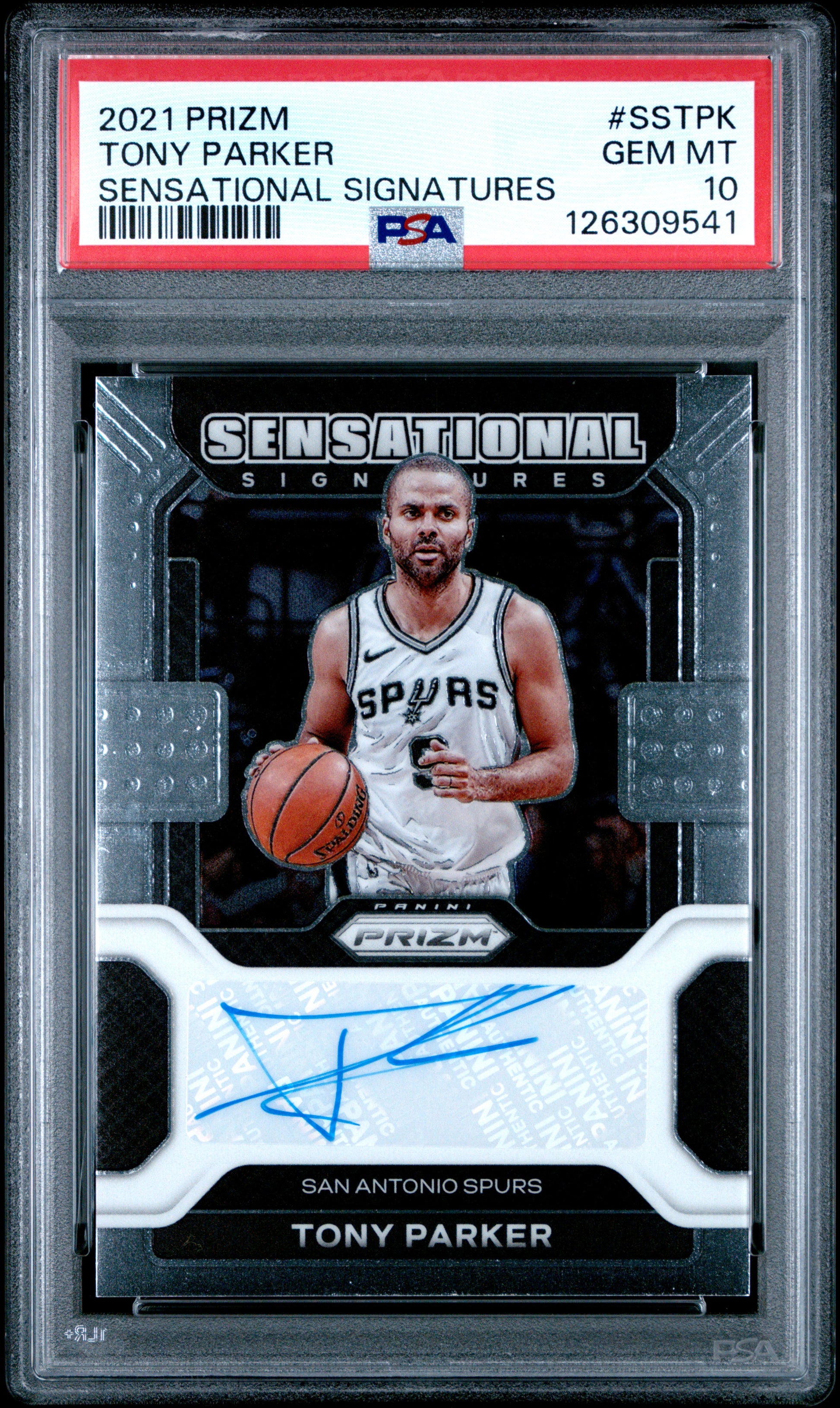 Tony Parker 2021 Panini Prizm Sensational Signatures PSA 10 Gem Mint