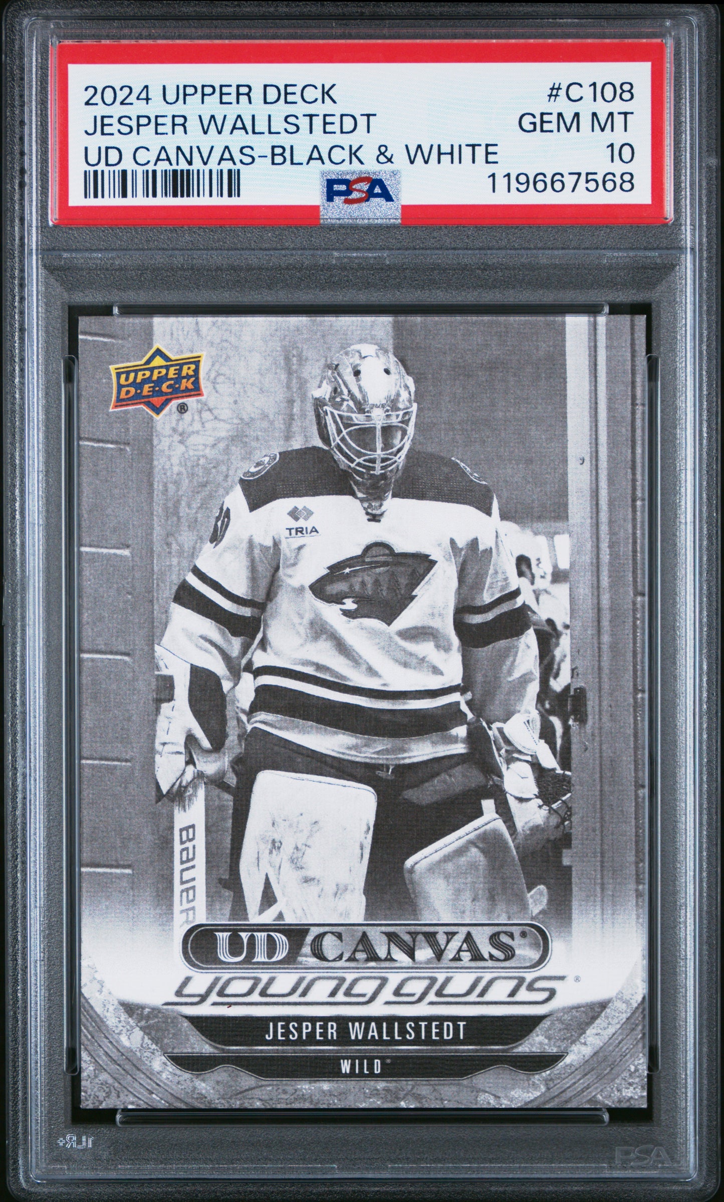 Jesper Wallstedt 2024 Upper Deck Rookie #C108 Black White Canvas PSA 10 Gem Mint 7568