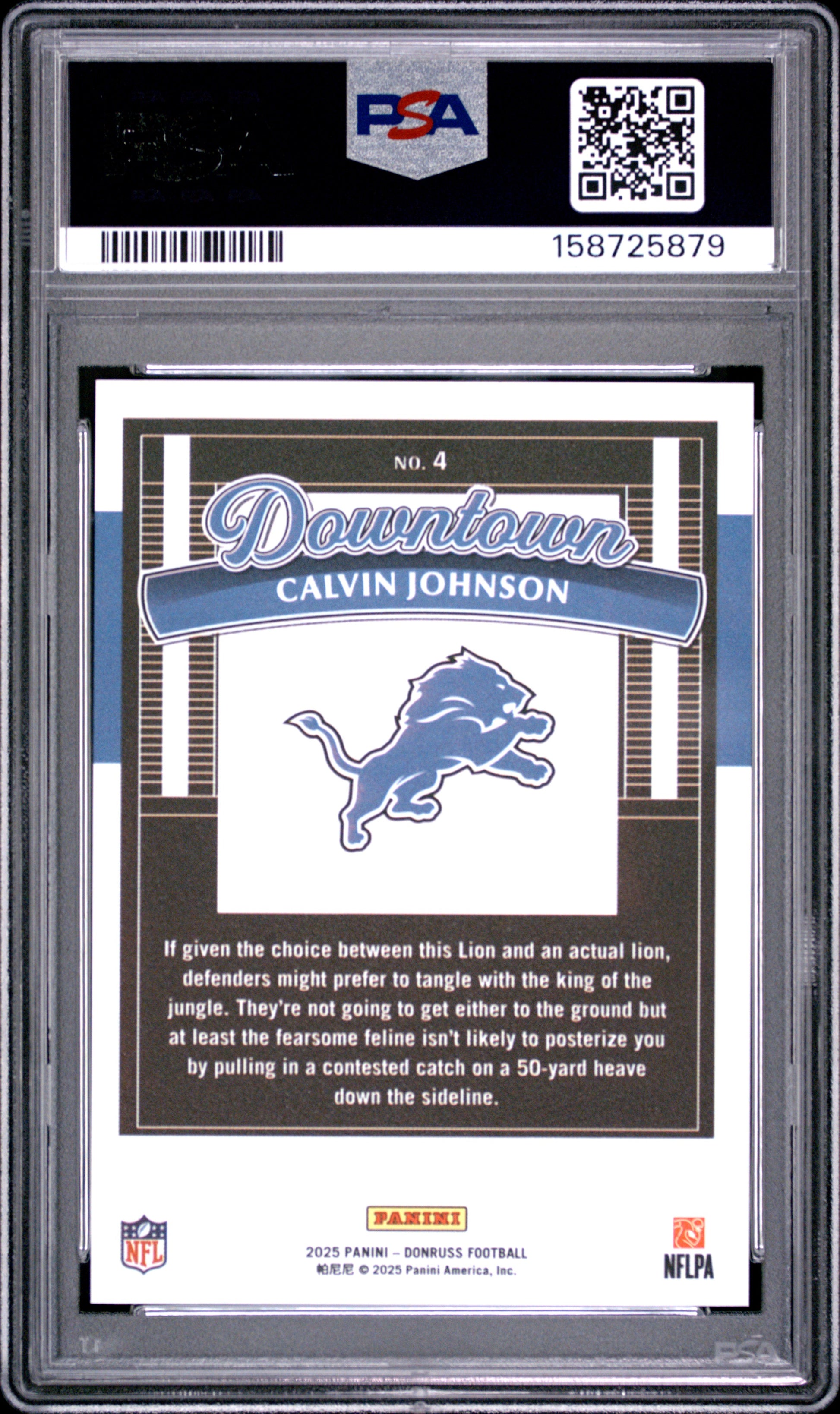 Calvin Johnson 2025 Donruss Downtown PSA 10 Gem Mint