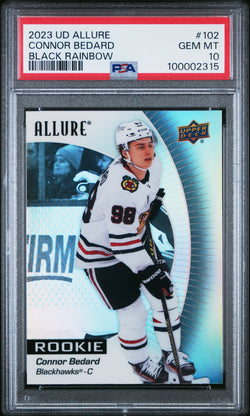 Connor Bedard 2023 Upper Deck Allure Black Rainbow Rookie PSA 10 Gem Mint