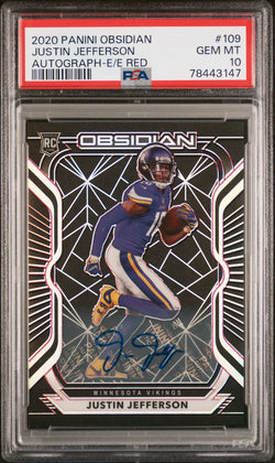 Justin Jefferson 2020 Panini Obsidian Electric Etch Red RC Auto #7/10 PSA 10 Gem Mint