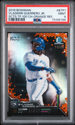 Vladimir Guerrero Jr. 2019 Bowman Chrome Top 100 Orange Refractor #14/25 PSA 10 Gem Mint