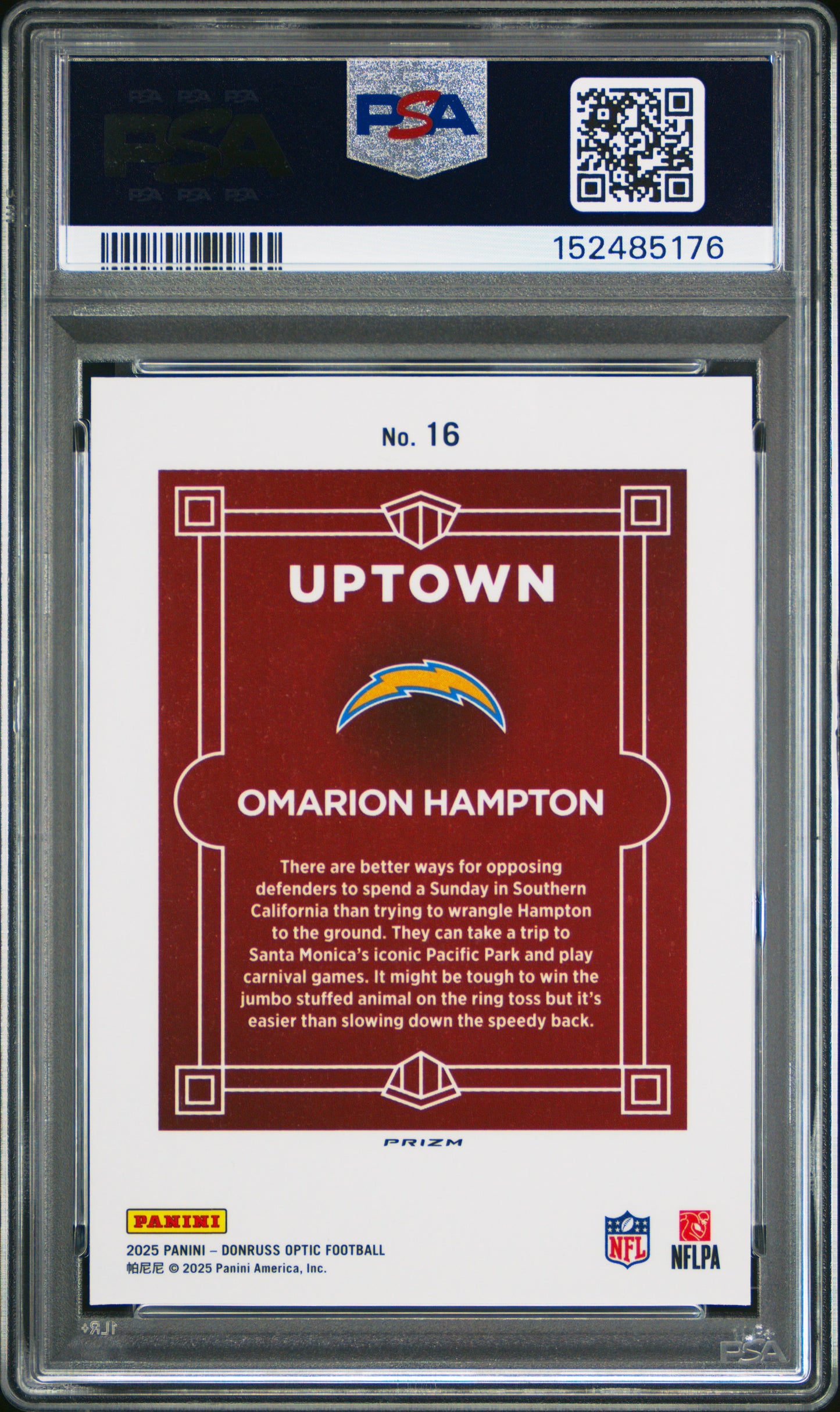 Omarion Hampton 2025 Donruss Optic Uptown Rookie #16 PSA 8 Nm-Mint