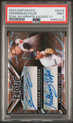 Gunnar Henderson/Anthony Volpe 2023 Leaf Exotic Giraffe Dual 1/1 Auto PSA 9 Mint