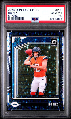 Bo Nix 2024 Donruss Optic Rookie #209 Stars Parallel PSA 10 Gem Mint