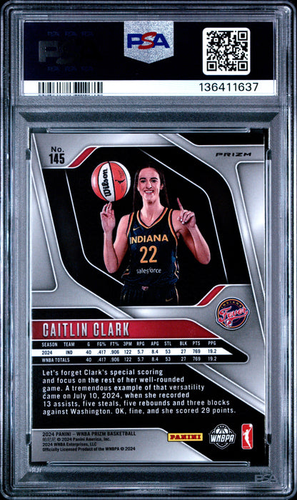 Caitlin Clark 2024 Panini Prizm WNBA Rookie #145 PSA 8 Nm-Mint