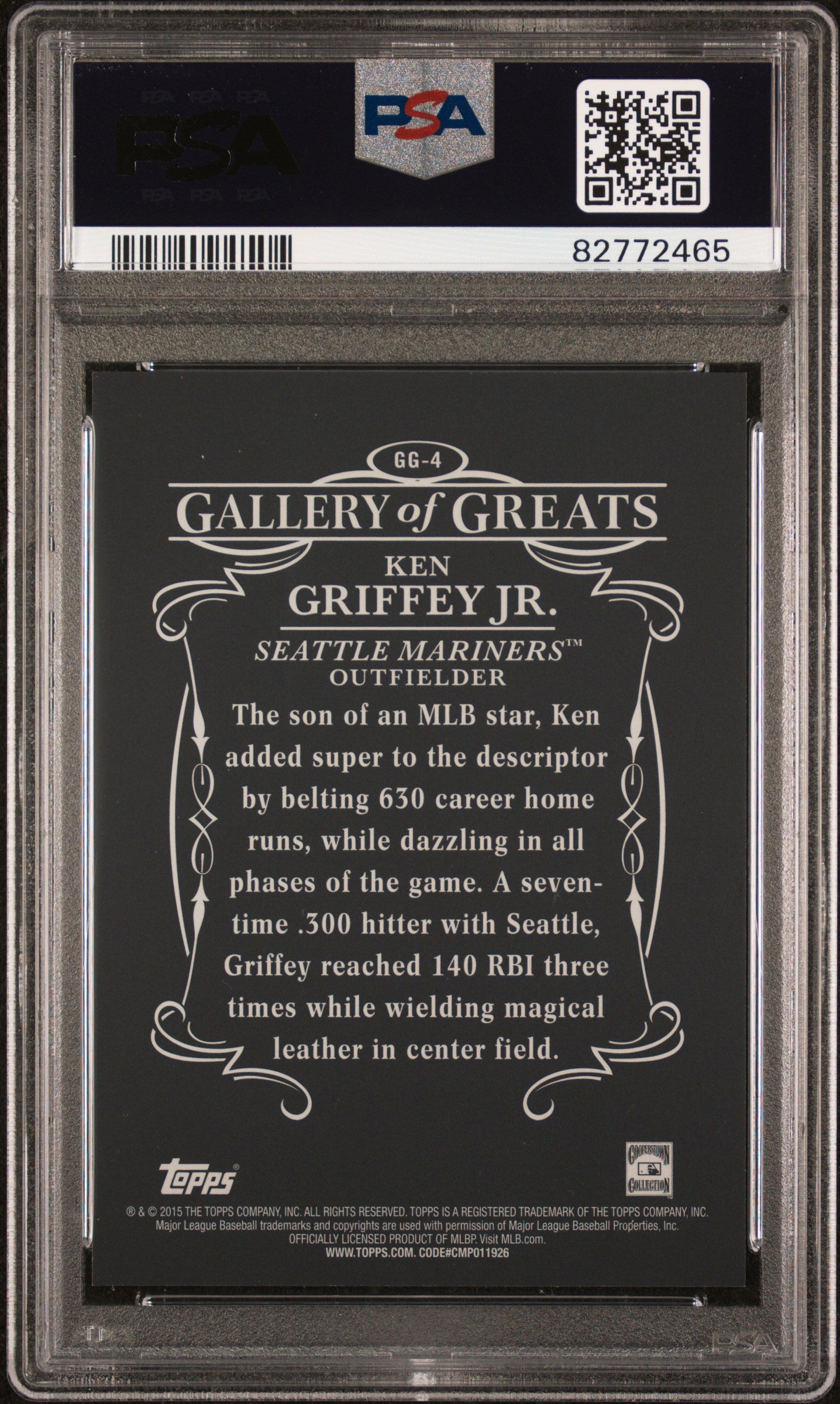 Ken Griffey Jr. 2015 Topps Gallery of Greats PSA 10 Gem Mint