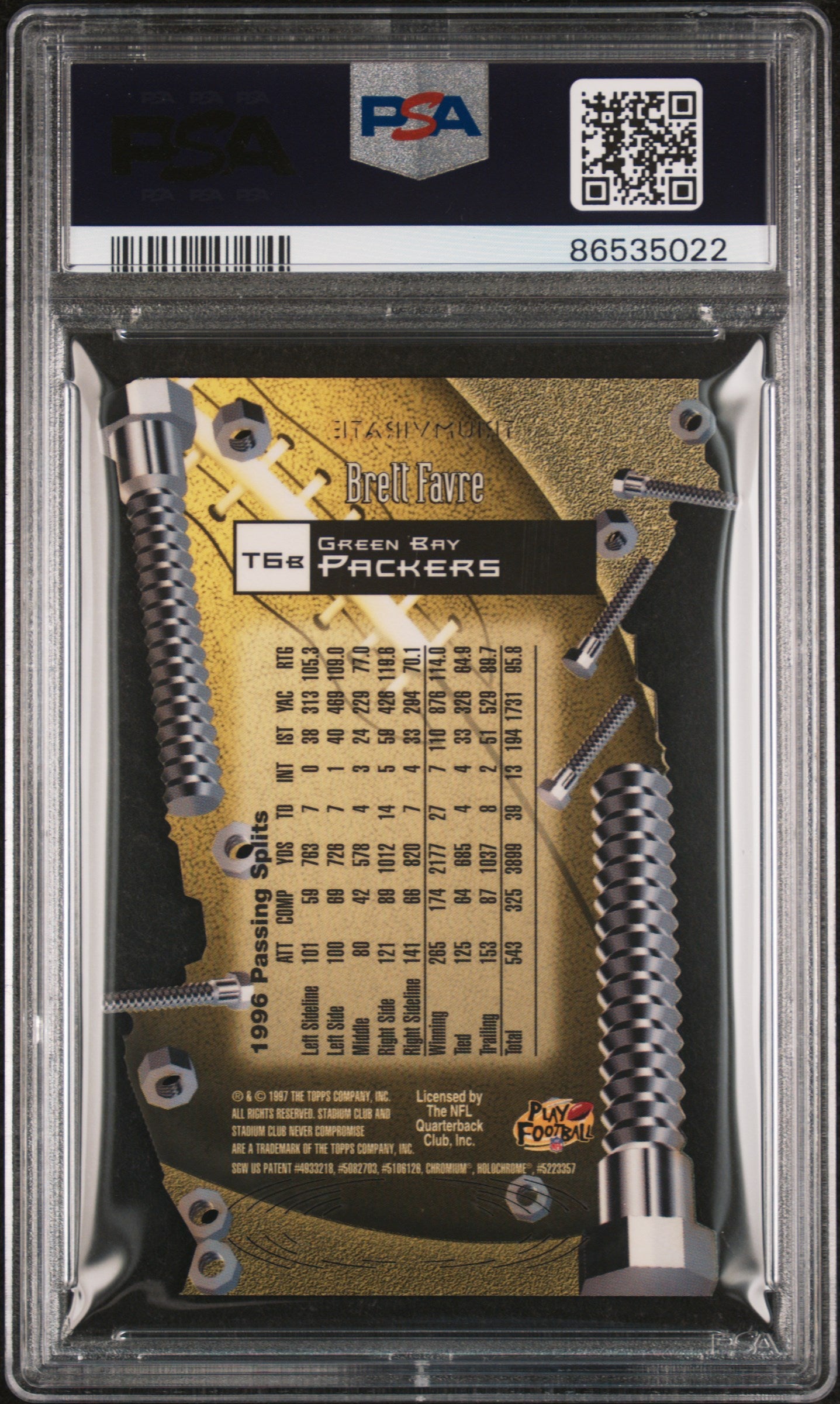 Brett Favre 1997 Topps Stadium Club Triumvirate #T6B PSA 10 Gem Mint