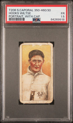Hooks Wiltse 1909-11 T206 Sweet Caporal 350-460/30 Portrait, With Cap PSA 1.5 Fair