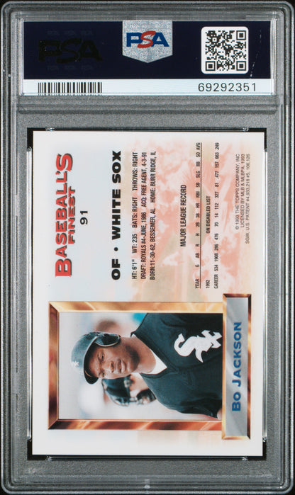 Bo Jackson 1993 Topps Finest All-Star Refractor #91 PSA 8 Nm-Mint