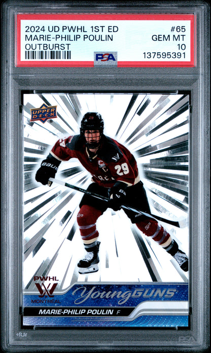 Marie-Philip Poulin 2024 Upper Deck PWHL Rookie Silver Outburst PSA 10 Gem Mint