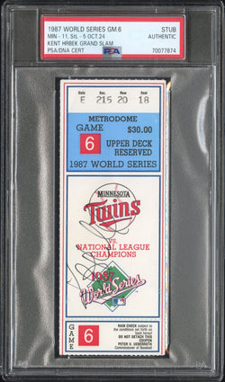 1987 World Series Game 6 Ticket Stub Signed by Kent Hrbek PSA Authentic
