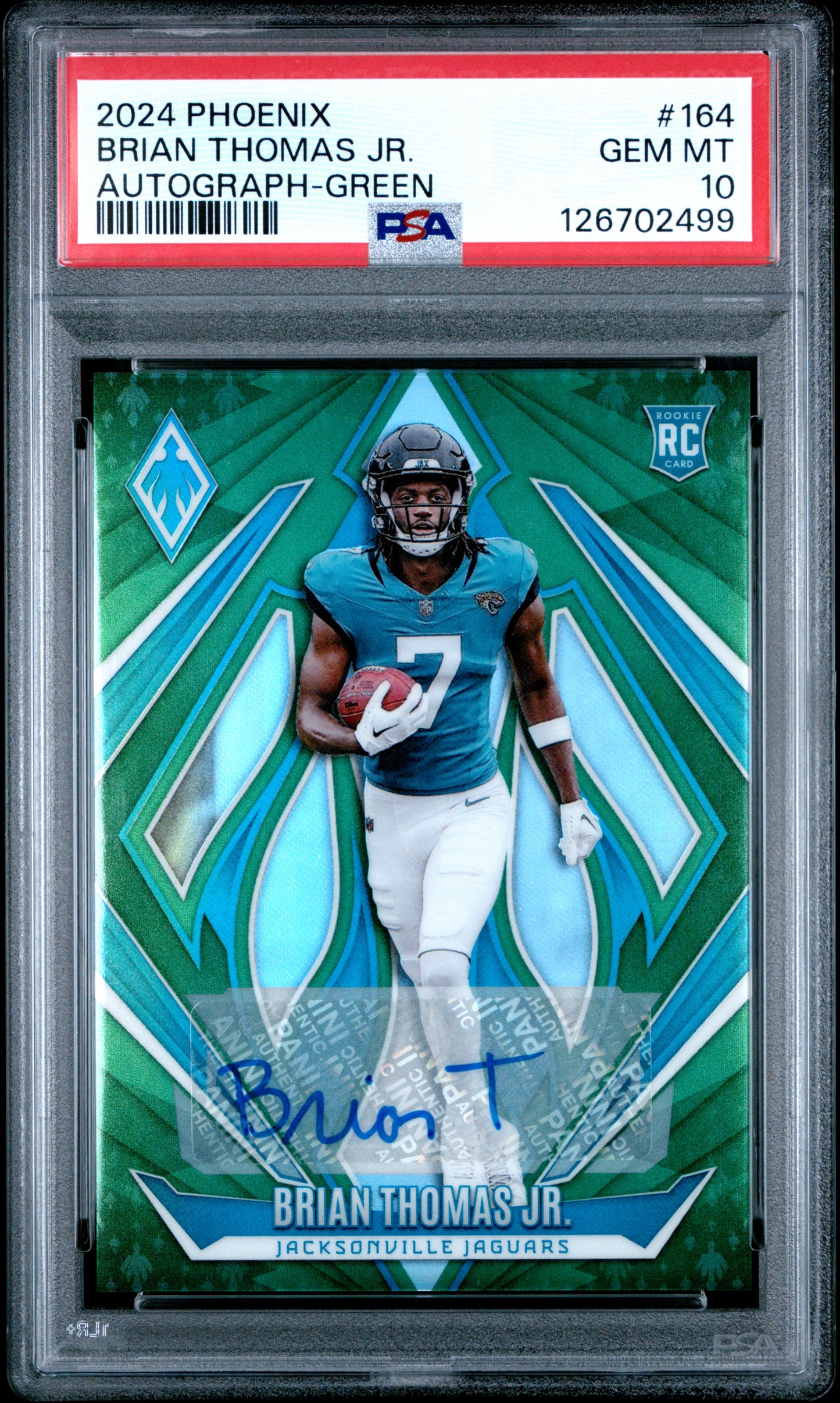 Brian Thomas Jr 2024 Panini Phoenix Green Rookie Auto #16/25 PSA 10 Gem Mint