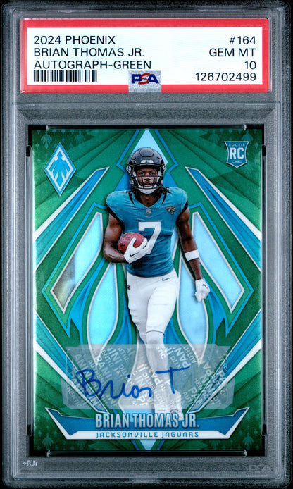 Brian Thomas Jr 2024 Panini Phoenix Green Rookie Auto #16/25 PSA 10 Gem Mint